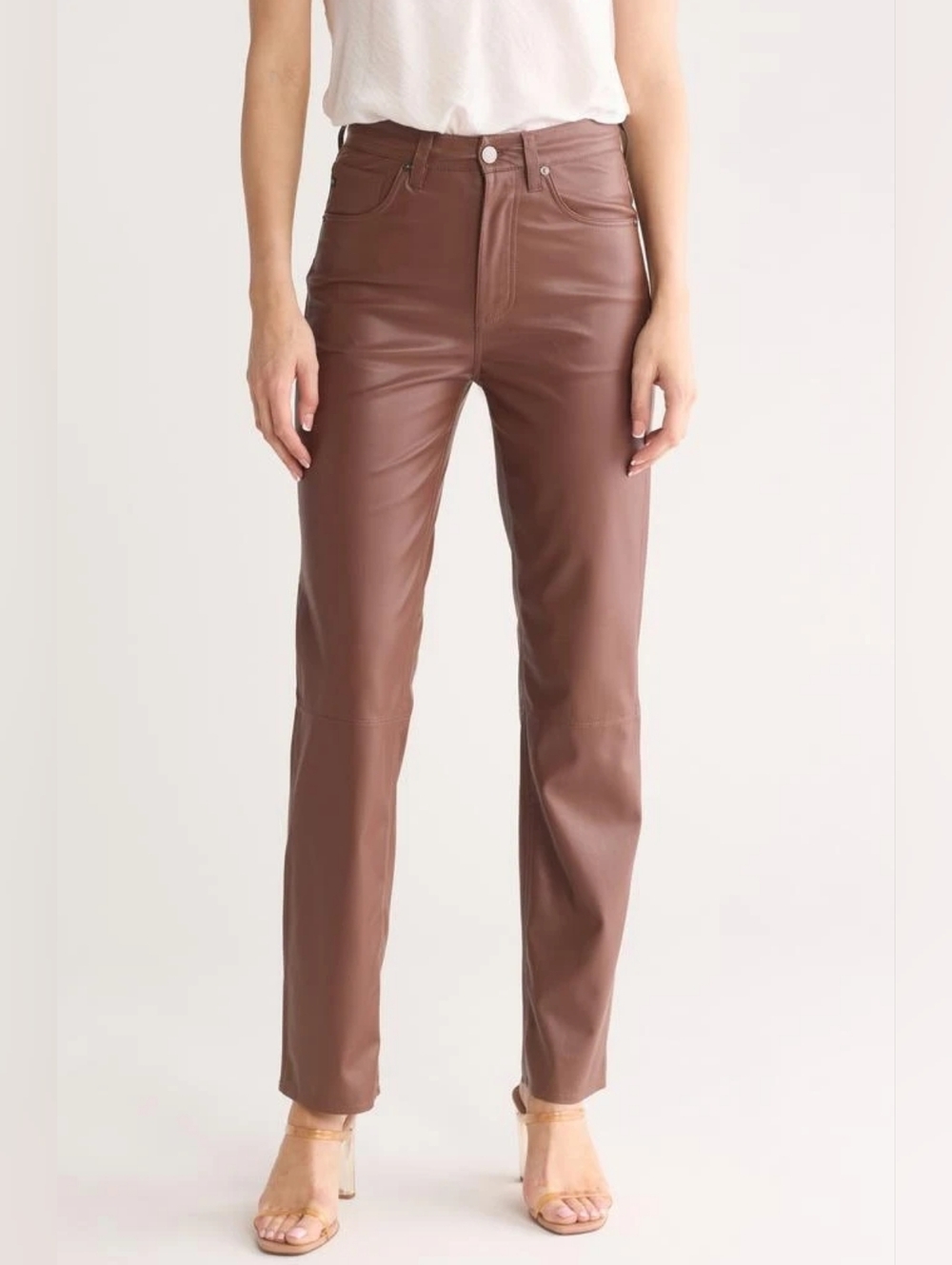 NWT AG Adriano Goldschmied Alexxis Straight Faux Leather Sz 32